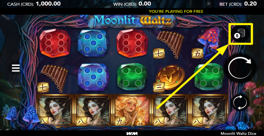 Moonlit Waltz Dice Adjust Bet