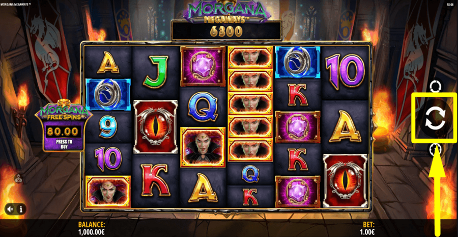 Morgana Megaways Spin Button