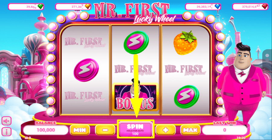 Mr First Lucky Wheel Spin Button