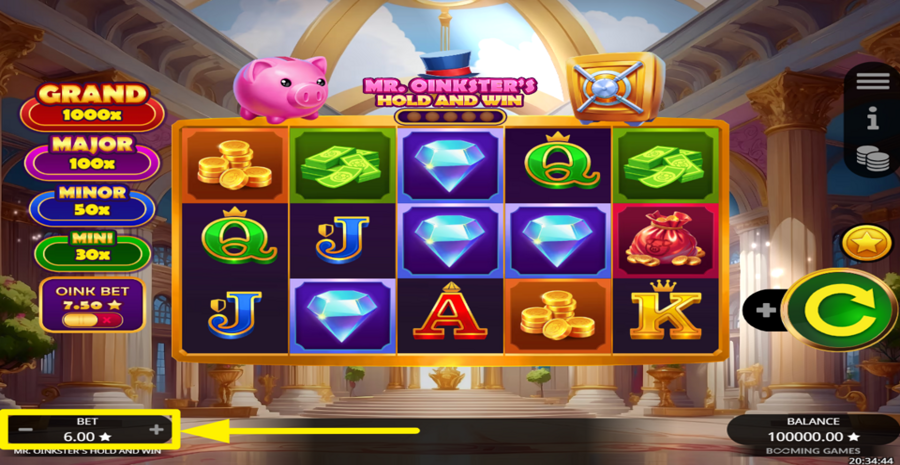 Mr Oinksters Hold And Win Adjust Bet