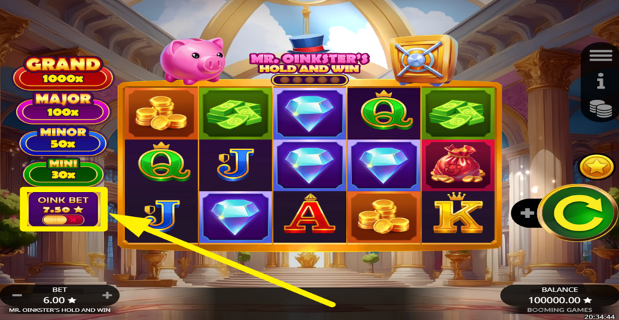 Mr Oinksters Hold And Win Oink Bet