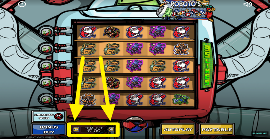 Mr Robotos Gacha Machine Adjust Bet