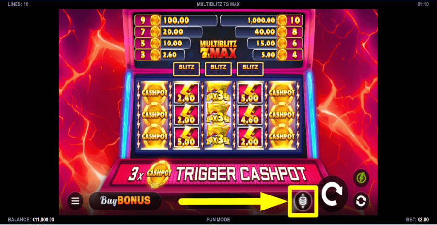 Multiblitz 7s Max Bet Value