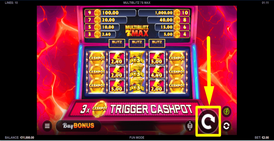 Multiblitz 7s Max Spin Button