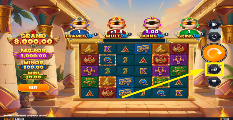 Mummy Mania Perks Up Power Combo Adjust Bet