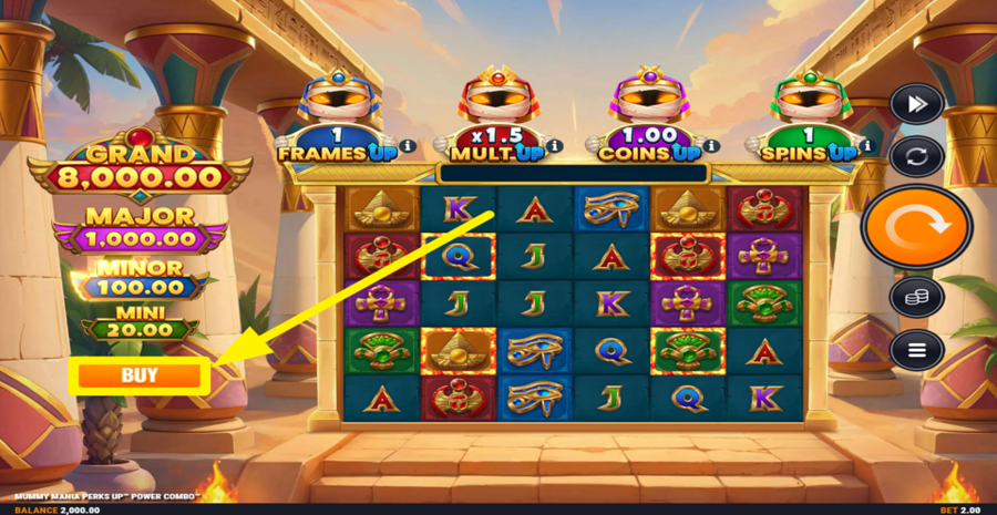 Mummy Mania Perks Up Power Combo Buy Bonus