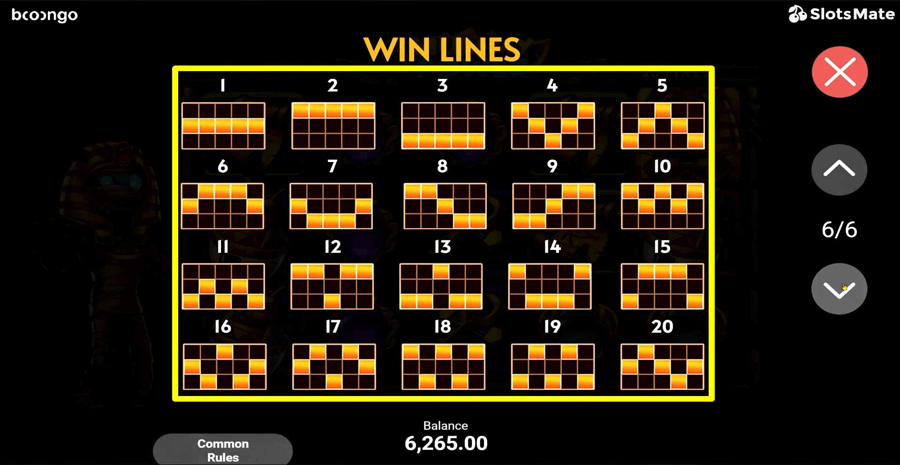Mummy Power Paylines