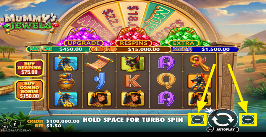 Mummys Jewels Adjust Bet