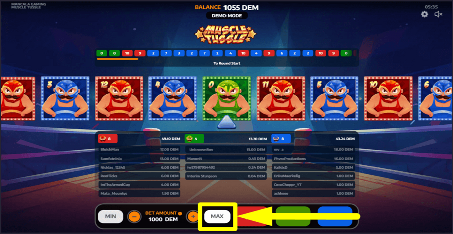 Muscle Tussle Max Button