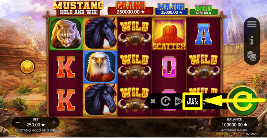 Mustang Hold And Win Bet Max Button