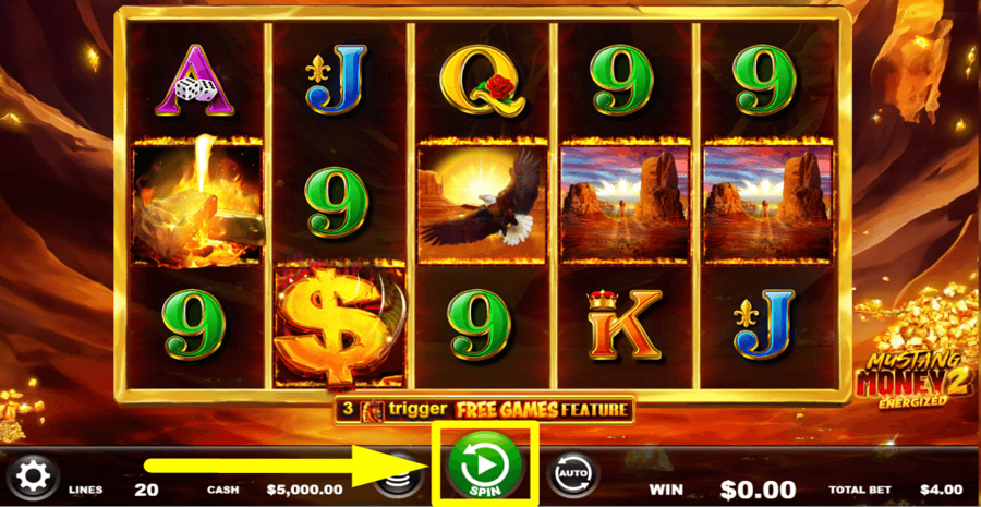 Mustang Money 2 Energized Spin Button