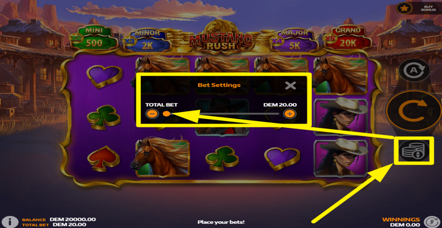 Mustang Rush Adjust Bet