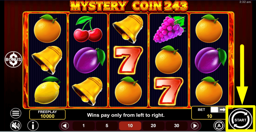 Mystery Coin 243 Start Button