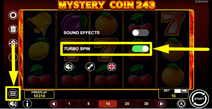 Mystery Coin 243 Turbo Feature