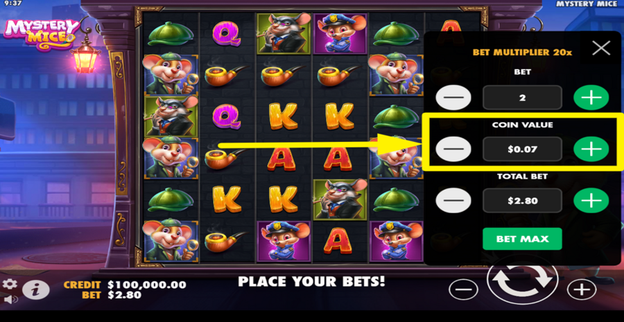 Mystery Mice Adjust Coin Value