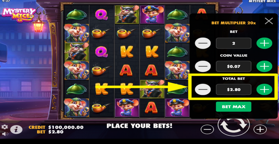 Mystery Mice Adjust Total Bet