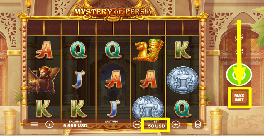Mystery Of Persia Max Bet Button
