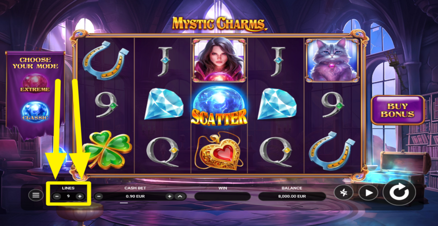Mystic Charms Adjust Bet Lines