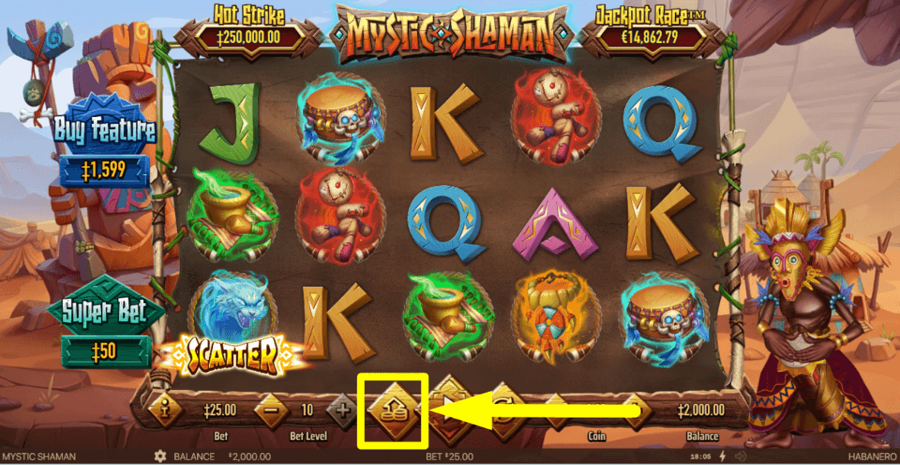 Mystic Shaman Max Bet Button