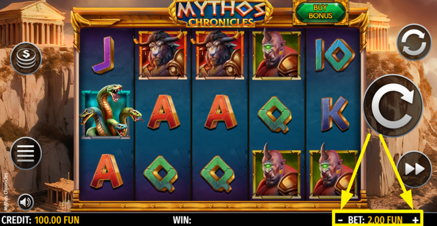 Mythos Chronicles Adjust Bet