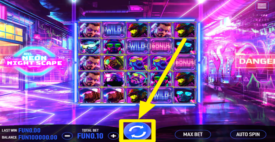 Neon Night Scape Spin Button