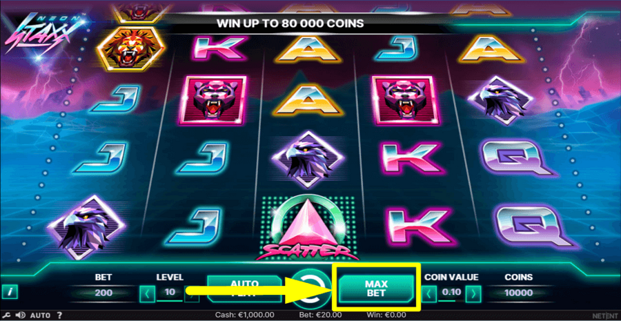 Neon Staxx Max Bet Button