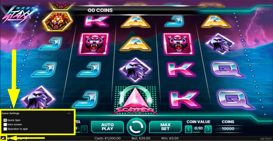 Neon Staxx Quick Spin Feature