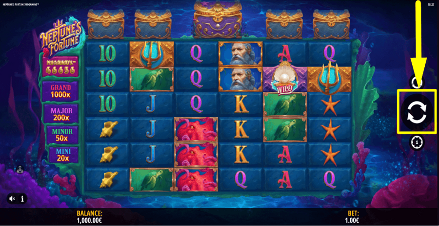 Neptunes Fortune Megaways Spin Button