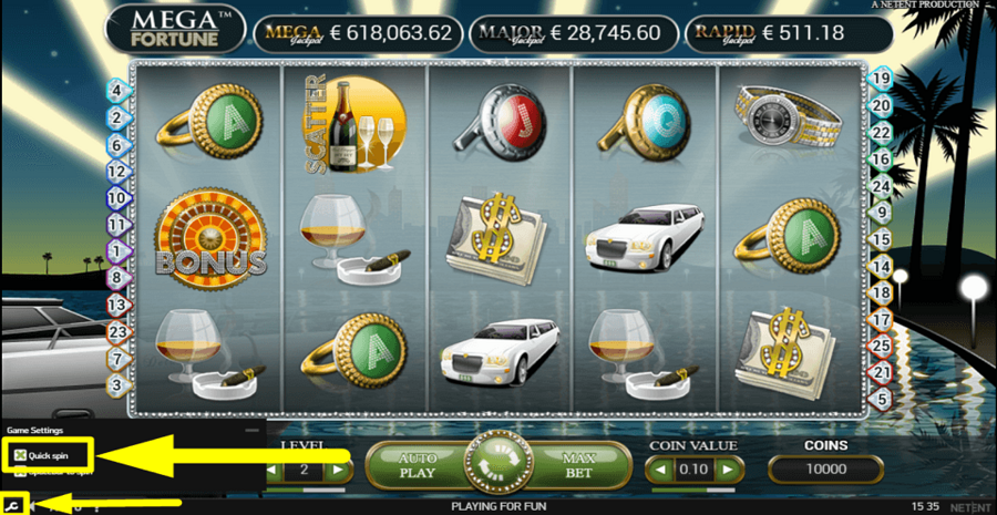 Netent Mega Fortune Quick Spin Feature