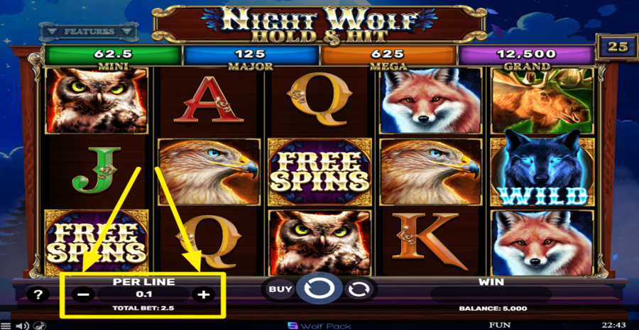 Night Wolf Hold And Hit Adjust Bet Per Line