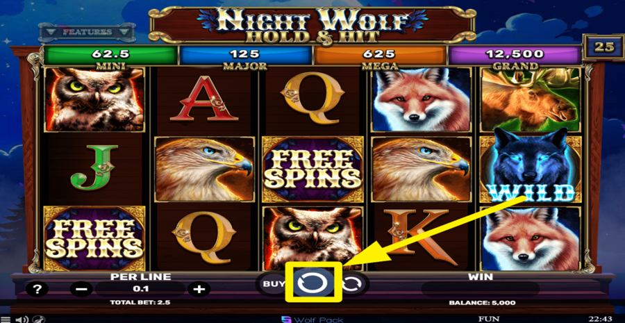 Night Wolf Hold And Hit Spin Button