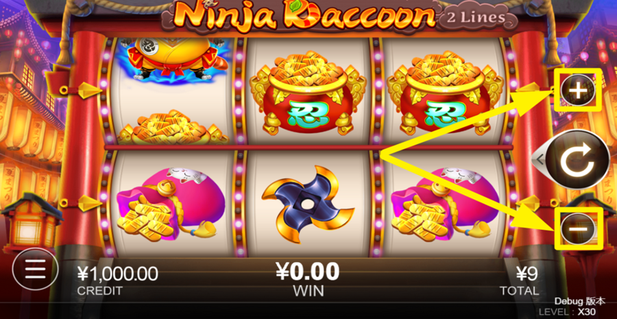 Ninja Raccoon Adjust Bet