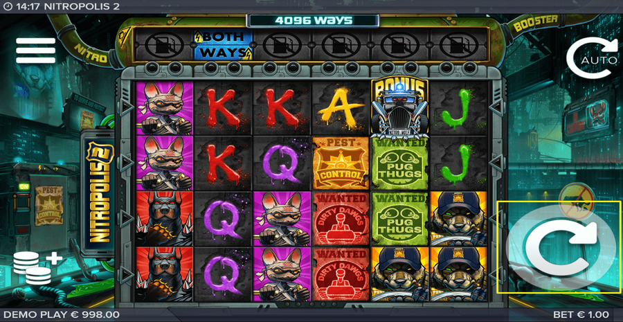 Nitropolis 2 Spin Button