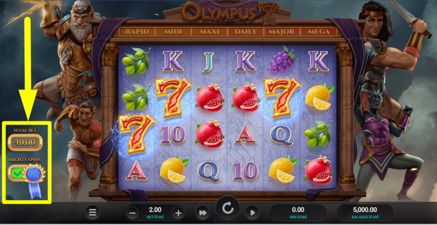 Olympus 7s Dream Drop Mighty Spins Feature