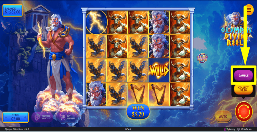 Olympus Divine Reels Gamble Feature