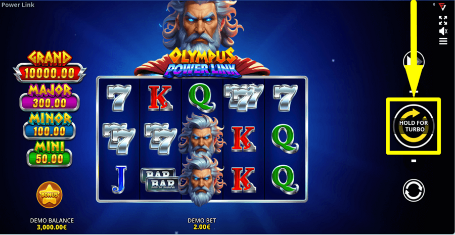 Olympus Power Link Running Wins Spin Button