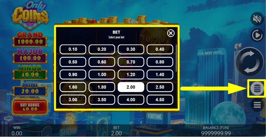 Only Coins Bet Value