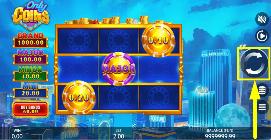 Only Coins Spin Button