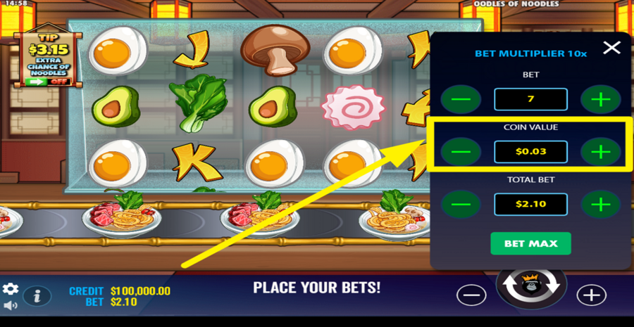 Oodles Of Noodles Adjust Coin Value