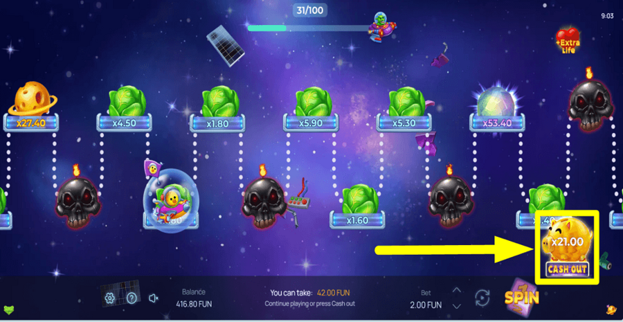 Orbital Rush Cashout Button
