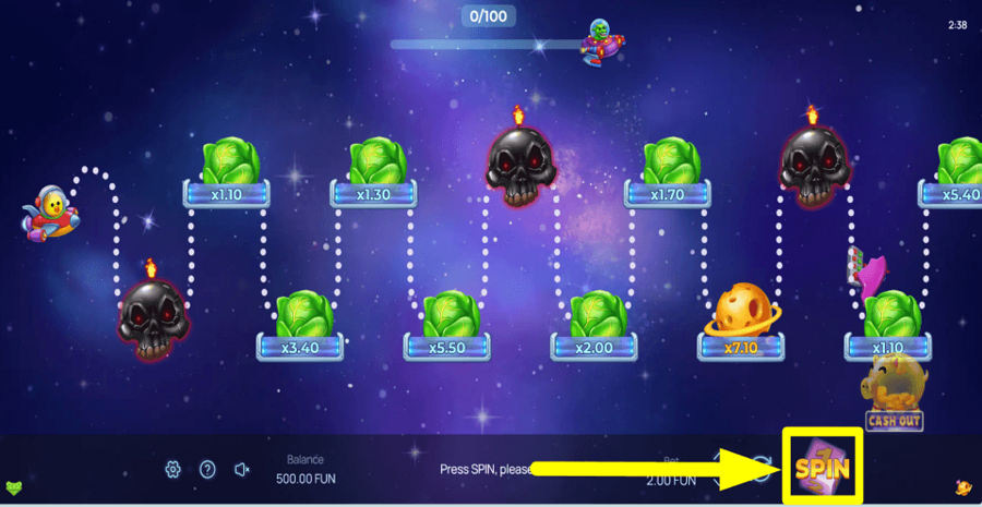 Orbital Rush Spin Button