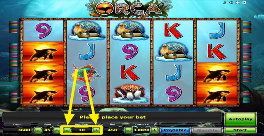 Orca Adjust Bet Per Line