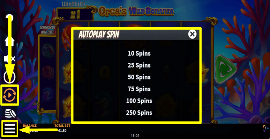 Orcas Wild Bonanza Autoplay Feature