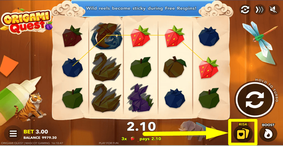 Origami Quest Gamble Feature