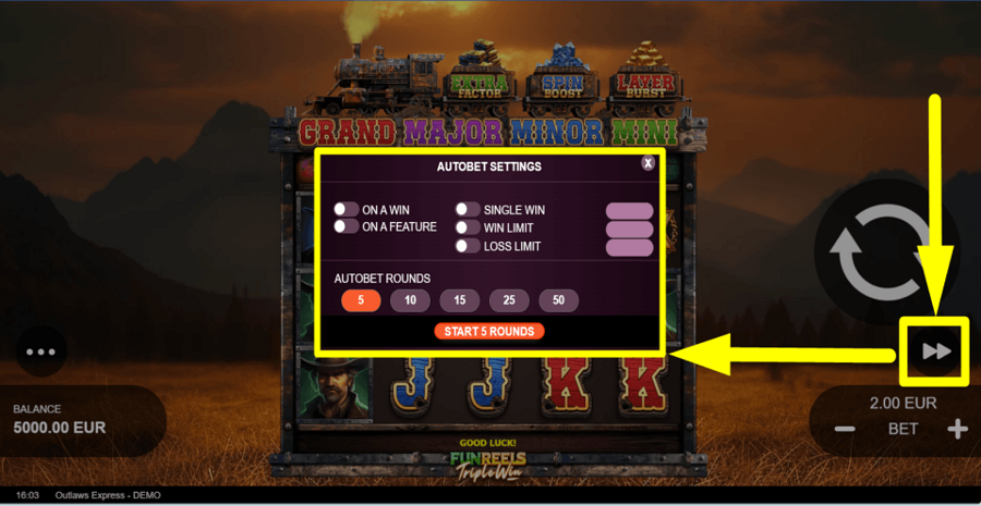 Outlaws Express Autoplay Feature