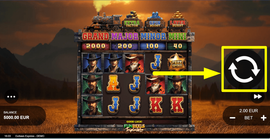 Outlaws Express Spin Button