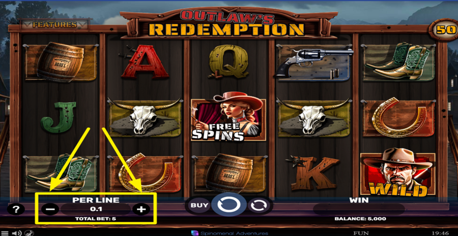 Outlaws Redemption Adjust Bet