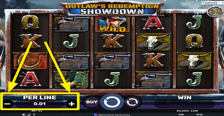 Outlaws Redemption Showdown Adjust Bet