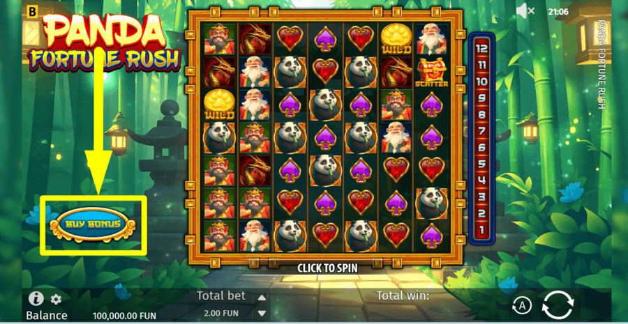 Panda Fortune Rush Buy Feature