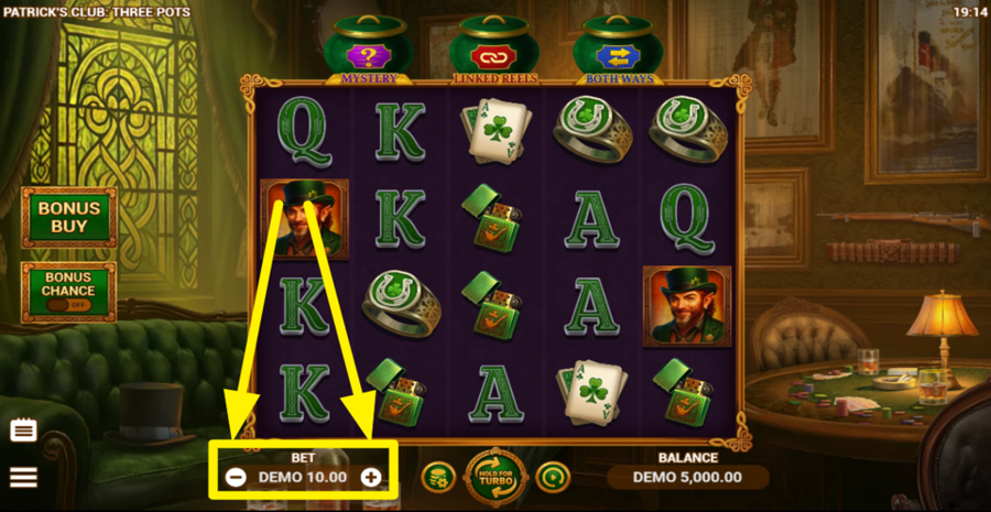 Patricks Club Three Pots Adjust Bet